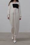 SWAYING/KNIT deconstructed v-neck dress (with corset) SW212LS09 white PS31